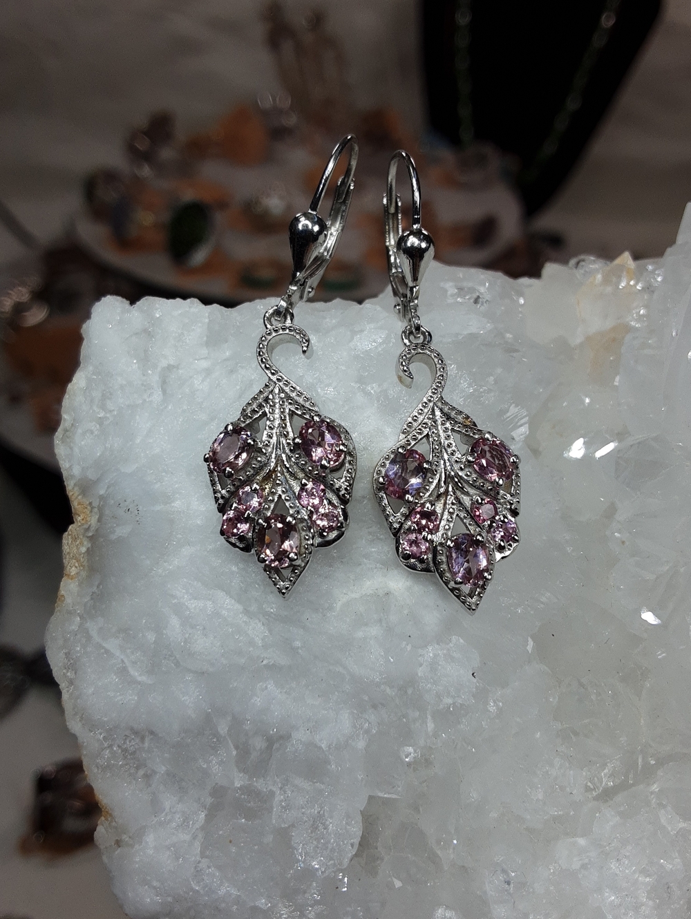 925 Pink Tourmaline Drop Earrings. PRICE IS FIRM.